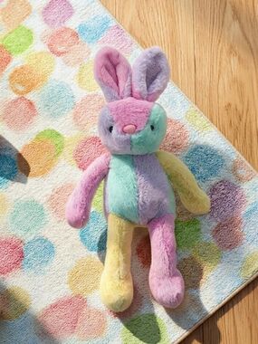 Large Color Block Bunny Plush, Pink Multicolor